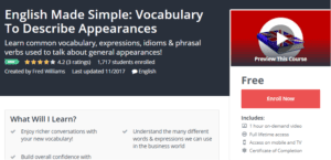 A1 Resource FREE Udemy Courses Nov 12, 2017 – English Made Simple Vocabulary To Describe Appearances