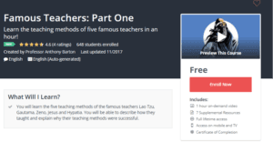 A1 Resource FREE Udemy Courses Nov 12, 2017 – Famous Teachers Part One