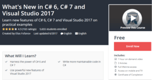 A1 Resource FREE Udemy Courses Nov 12, 2017 – Whats New in C sharp 6 C sharp 7 and Visual Studio 2017