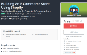 A1 Resource FREE Udemy Courses Nov 13, 2017 – Building An ECommerce Store Using Shopify