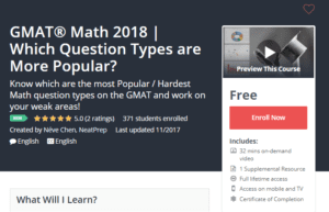 A1 Resource FREE Udemy Courses Nov 14, 2017 – GMAT Math 2018 Which Question Types are More Popular