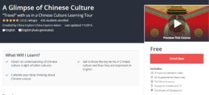 A1 Resource FREE Udemy Courses Nov 15, 2017 – A Glimpse of Chinese Culture