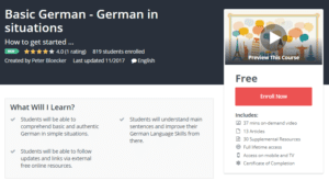 A1 Resource FREE Udemy Courses Nov 15, 2017 – Basic German German in situations