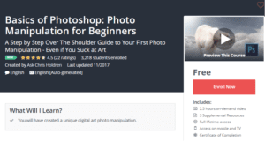 A1 Resource FREE Udemy Courses Nov 15, 2017 – Basics of Photoshop Photo Manipulation for Beginners