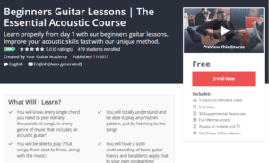 A1 Resource FREE Udemy Courses Nov 15, 2017 – Beginners Guitar Lessons The Essential Acoustic Course
