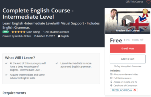 A1 Resource FREE Udemy Courses Nov 15, 2017 – Complete English Course Intermediate Level