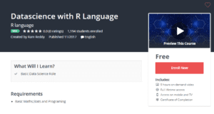 A1 Resource FREE Udemy Courses Nov 15, 2017 – Datascience with R Language