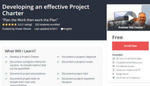 A1 Resource FREE Udemy Courses Nov 15, 2017 – Developing an effective Project Charter