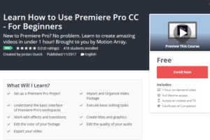 A1 Resource FREE Udemy Courses Nov 15, 2017 – Learn How to Use Premiere Pro CC For Beginners