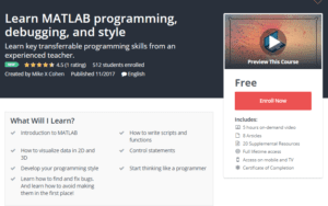 A1 Resource FREE Udemy Courses Nov 15, 2017 – Learn MATLAB programming debugging and style