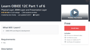 A1 Resource FREE Udemy Courses Nov 15, 2017 – Learn OBIEE 12C Part 1 of 6