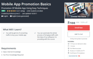 A1 Resource FREE Udemy Courses Nov 15, 2017 – Mobile App Promotion Basics