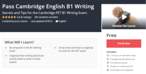A1 Resource FREE Udemy Courses Nov 15, 2017 – Pass Cambridge English B1 Writing