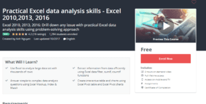 A1 Resource FREE Udemy Courses Nov 15, 2017 – Practical Excel data analysis skills Excel 2010 2013 2016