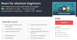 A1 Resource FREE Udemy Courses Nov 15, 2017 – React for absolute beginners