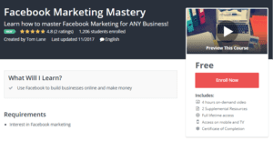 A1 Resource FREE Udemy Courses Nov 16, 2017 – Facebook Marketing Mastery