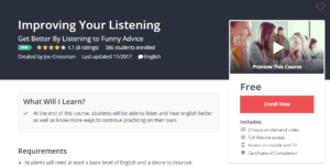 A1 Resource FREE Udemy Courses Nov 16, 2017 – Improving Your Listening