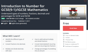 A1 Resource FREE Udemy Courses Nov 16, 2017 – Introduction to Number for GCSE 9 1 IGCSE Mathematics