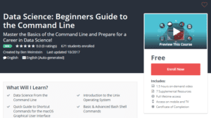 A1 Resource FREE Udemy Courses Nov 17, 2017 – Data Science Beginners Guide to the Command Line