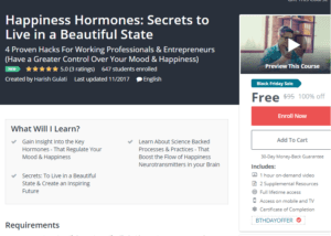 A1 Resource FREE Udemy Courses Nov 17, 2017 – Happiness Hormones Secrets to Live in a Beautiful State