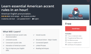 A1 Resource FREE Udemy Courses Nov 17, 2017 – Learn essential American accent rules in an hour