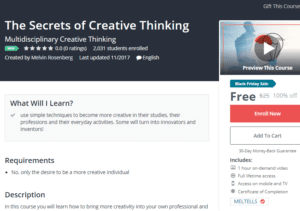 A1 Resource FREE Udemy Courses Nov 17, 2017 – The Secrets of Creative Thinking