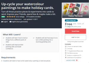 A1 Resource FREE Udemy Courses Nov 17, 2017 – Up cycle your watercolour paintings to make holiday cards
