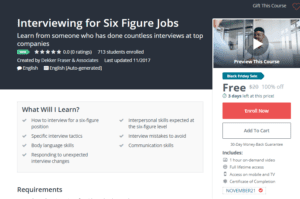 A1 Resource FREE Udemy Courses Nov 18, 2017 – Interviewing for Six Figure Jobs