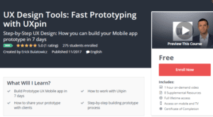 A1 Resource FREE Udemy Courses Nov 18, 2017 – UX Design Tools Fast Prototyping with UXpin