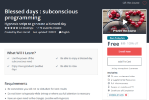A1 Resource FREE Udemy Courses Nov 20, 2017 – Blessed days subconscious programming