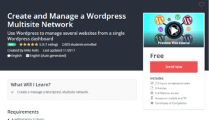A1 Resource FREE Udemy Courses Nov 20, 2017 – Create and Manage a Wordpress Multisite Network