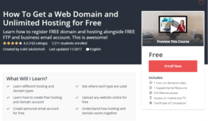 A1 Resource FREE Udemy Courses Nov 20, 2017 – How To Get a Web Domain and Unlimited Hosting for Free