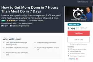 A1 Resource FREE Udemy Courses Nov 20, 2017 – How to Get More Done in 7 Hours Than Most Do in 7 Days
