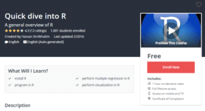 A1 Resource FREE Udemy Courses Nov 21, 2017 – Quick dive into R