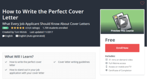 A1 Resource FREE Udemy Courses Nov 23, 2017 – How to Write the Perfect Cover Letter
