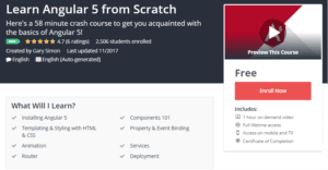 A1 Resource FREE Udemy Courses Nov 23, 2017 – Learn Angular 5 from Scratch