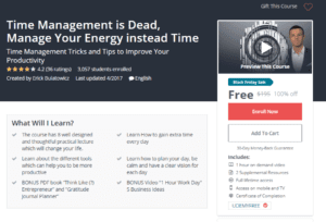 A1 Resource FREE Udemy Courses Nov 23, 2017 – Time Management is Dead Manage Your Energy instead Time