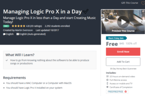 A1 Resource FREE Udemy Courses Nov 25, 2017 – Managing Logic Pro X in a Day