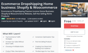 A1 Resource FREE Udemy Courses Nov 3 2017 Ecommerce Dropshipping Home business Shopify and Woocommerce
