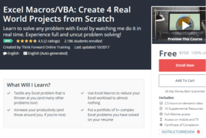 A1 Resource FREE Udemy Courses Nov 3 2017 Excel Macros VBA Create 4 Real World Projects from Scratch