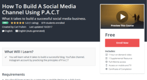 A1 Resource FREE Udemy Courses Nov 3 2017 How To Build A Social Media Channel Using P A C T