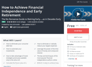 A1 Resource FREE Udemy Courses Nov 3 2017 How to Achieve Financial Independence and Early Retirement