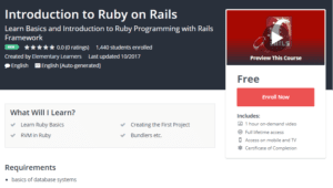 A1 Resource FREE Udemy Courses Nov 3 2017 Introduction to Ruby on Rails