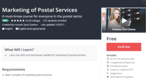 A1 Resource FREE Udemy Courses Nov 3 2017 Marketing of Postal Services