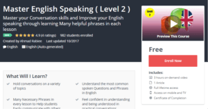 A1 Resource FREE Udemy Courses Nov 3 2017 Master English Speaking Level 2