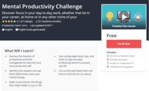 A1 Resource FREE Udemy Courses Nov 3 2017 Mental Productivity Challenge