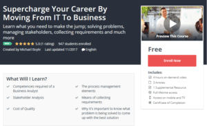 A1 Resource FREE Udemy Courses Nov 3 2017 Supercharge Your Career By Moving From IT To Business