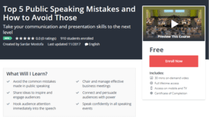 A1 Resource FREE Udemy Courses Nov 3 2017 Top 5 Public Speaking Mistakes and How to Avoid Those