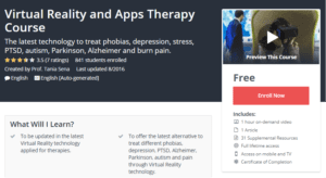 A1 Resource FREE Udemy Courses Nov 3 2017 Virtual Reality and Apps Therapy Course