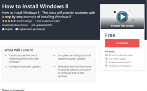 A1 Resource FREE Udemy Courses Nov 6 2017 How to Install Windows 8